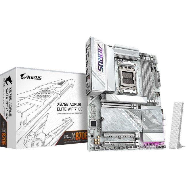 Mатеринська плата sAM5 AMD X870E HDMI/USB4(DP)  4xM.2  2.5GbE LAN ATX GIGABYTE X870E AORUS ELITE WIFI7 ICE