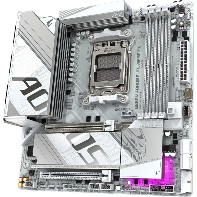 Mатеринська плата sAM5 AMD B850 HDMI/DP 2xM.2 2.5GbE LAN mATX GIGABYTE B850M AORUS ELITE WIFI6E ICE