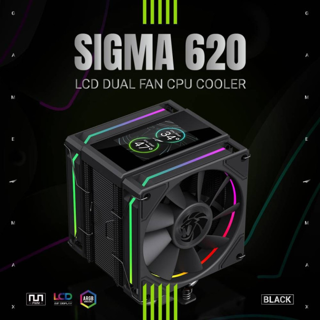 Кулер для процесора TDP245W800-1800RPM71.66CFM 2.54mm 3pin AURA 4pin PWM           Intel LGA1821/170 GAMEMAX SIGMA 620 BK
