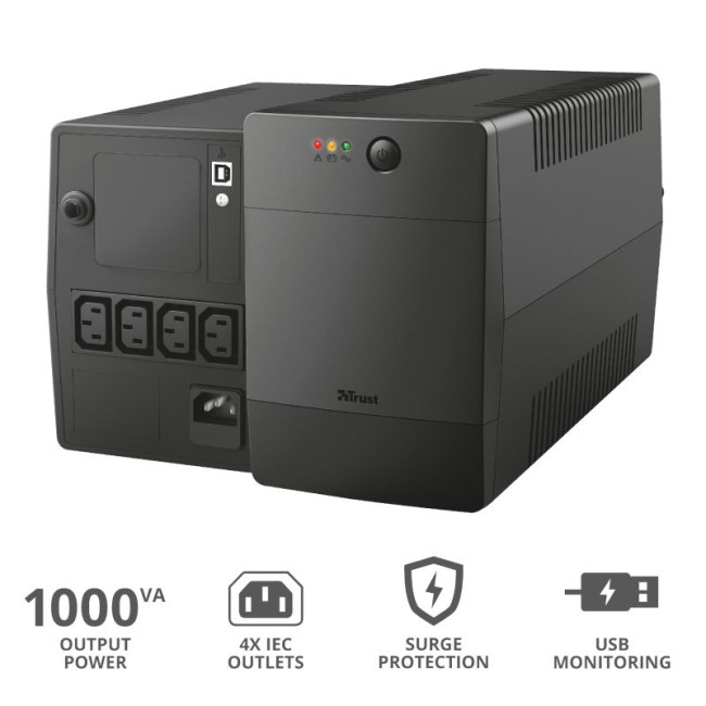 Джерело безперебійного живлення Paxxon 1000Va UPS 4 Outlets TRUST Paxxon 1000Va UPS 4 Outlets (23504)