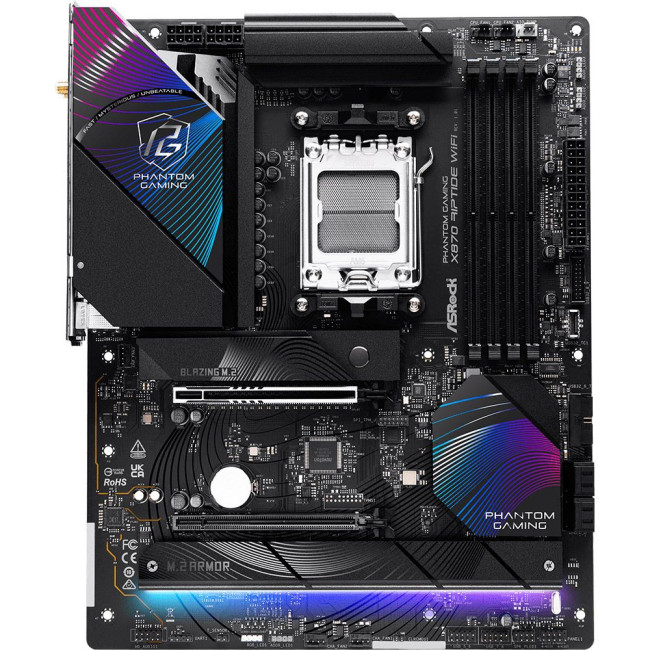 Mатеринська плата sAM5 AMD X870 4xDDR5 HDMI/2xUSB4 3xM.2 2.5GbE LAN ATX ASROCK X870 RIPTIDE WIFI