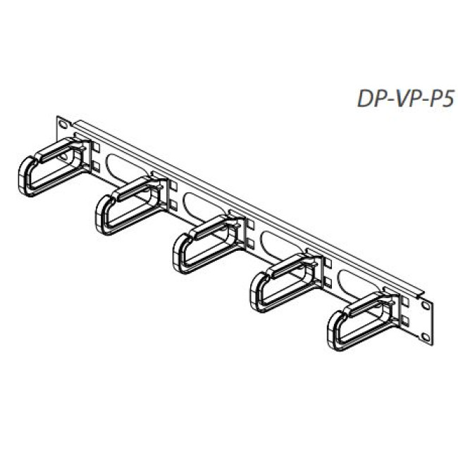 Кабельний організатор 1U однобічний, скоби 40х80,RAL9005 CONTEG DP-VP-P5