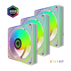 Кулер для корпусу  120мм  КІТ 3*120ммmm White frame ARGB Fan 3 in 1 Kit GAMEMAX RA300 WH