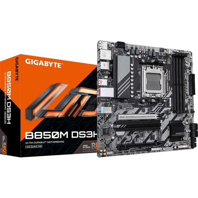 Mатеринська плата sAM5 AMD B850 2хDP/HDMI 4xDDR5 2xM.2  2.5GbE LAN mATX GIGABYTE B850M DS3H