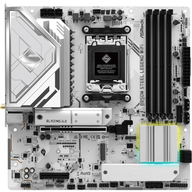 Mатеринська плата sAM5 AMD B850 4xDDR5 HDMI/DP 3xM.2 2.5GbE LAN mATX ASROCK B850M STEEL LEGEND WIFI