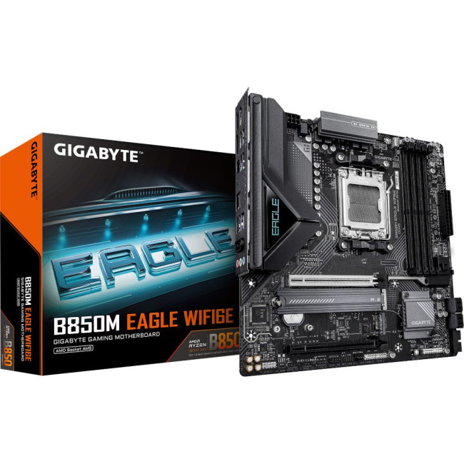 Mатеринська плата sAM5 AMD B850 2xDP/HDMI 2xM.2 2.5GbE LAN mATX GIGABYTE B850M EAGLE WIFI6E