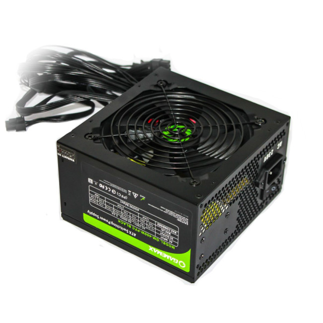 Блок живлення ATX 400W PFC з кабелем живлення, вентилятор 120 мм, чорний GAMEMAX GM-400-PFC Black