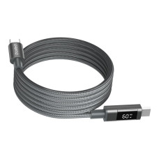 Магнітний нейлоновий кабель PD60 Вт USB-C до USB-C з цифровим дисплеєм 1,2 м – сірий CHOETECH PD60W USB-C to USB-C 1.2m mgn (XCC-1067-GY)