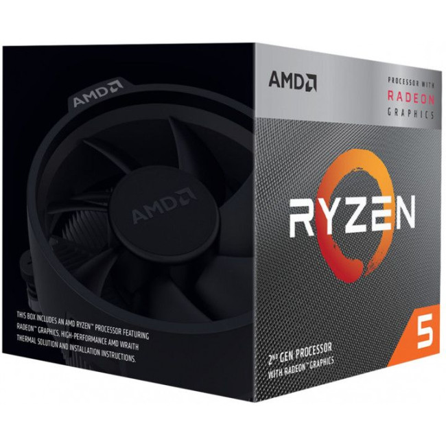 Процесор AMD Ryzen 5 3400GSocket AM4/3.6GHz/45-65W/L3:4M/4C/Box AMD Ryzen 5 3400G BOX s-AM4 (YD3400C5FHBOX)