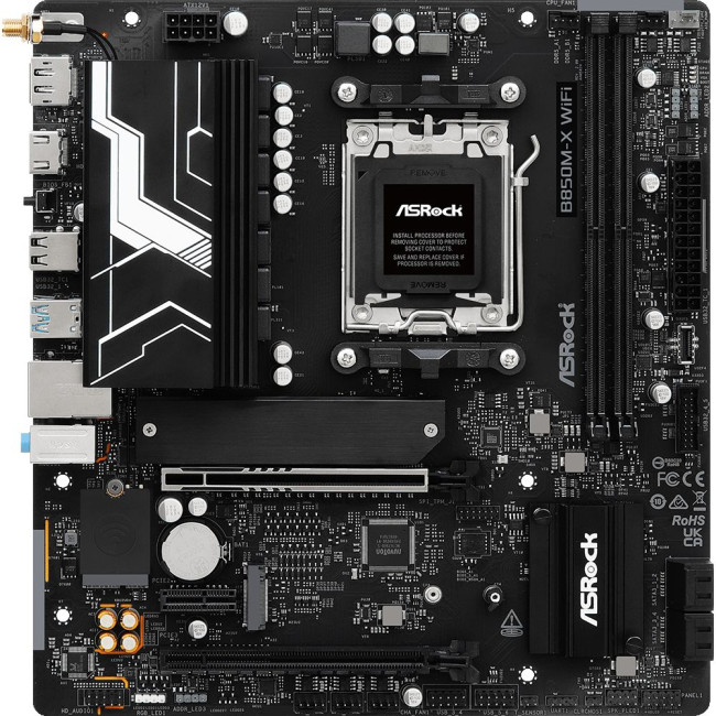 Mатеринська плата sAM5 AMD B850 HDMI/DP 3xM.2 2.5GbE LAN mATX ASROCK B850M-X WIFI R2.0