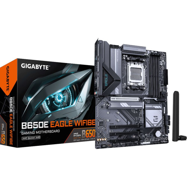 Mатеринська плата sAM5 AMD B650 DP/HDMI 3xM.2 2.5G bE LAN ATX GIGABYTE B650E EAGLE WIFI6E