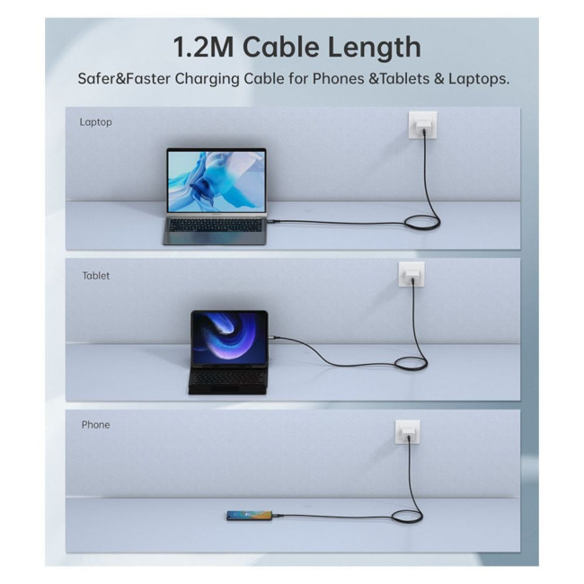 Аудіокабель Choetech USB-C 4 GEN 3 240 Вт 8K 2 м CHOETECH USB-C 4 G3 240W 8K 2m (XCC-1042)