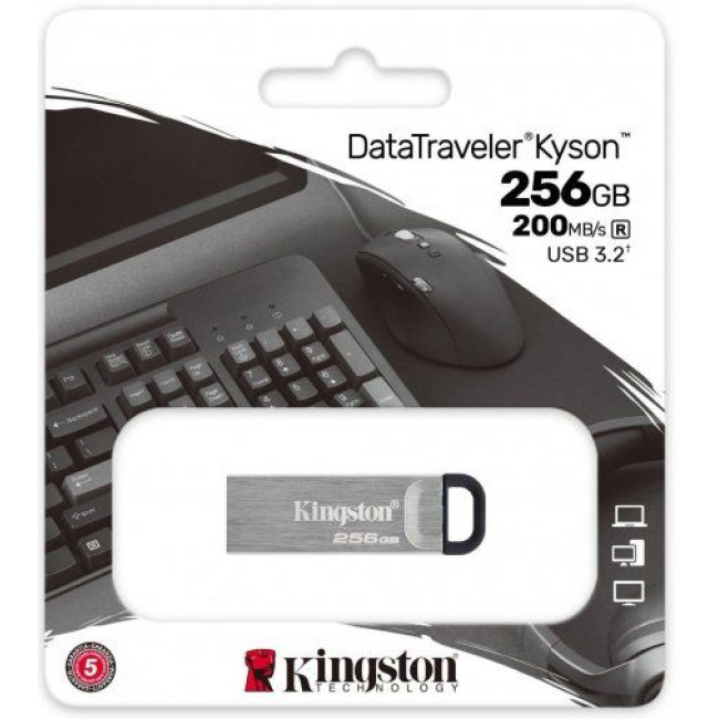 Флеш пам'ять DataTraveler Kyson 256GB USB 3.2 Silver/Black KINGSTON DTKN/256GB