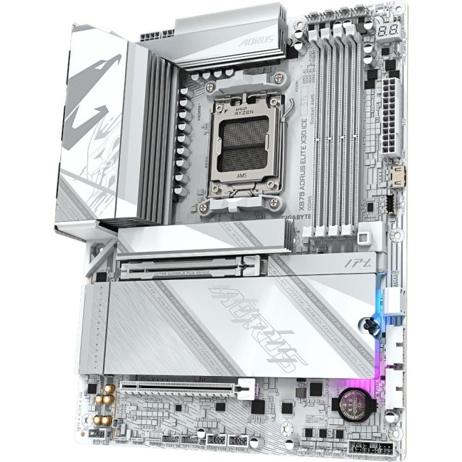 Mатеринська плата sAM5 AMD X870 2xHDMI/2xUSB4 Type-C 4xM.2 5GbE LAN ATX GIGABYTE X870 AORUS ELITE X3D ICE