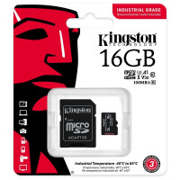 Карта пам'яті 16GB microSDHC/SDXC C10 A1 Industrial  100R/80W UHS-I Speed Class U3, V30, A1 +adapter KINGSTON SDCIT2/16GB