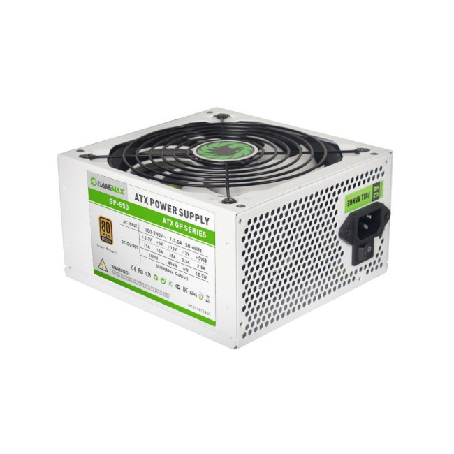 Блок живлення ATX 550W APFC, 80+Bronze, вентилятор 140 мм, білий, коробочний GAMEMAX GP-550-White