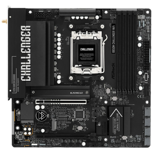 Mатеринська плата sAM5 AMD B850 4xDDR5 HDMI 2xM.2 2.5GbE LAN mATX ASROCK B850M CHALLENGER WIFI