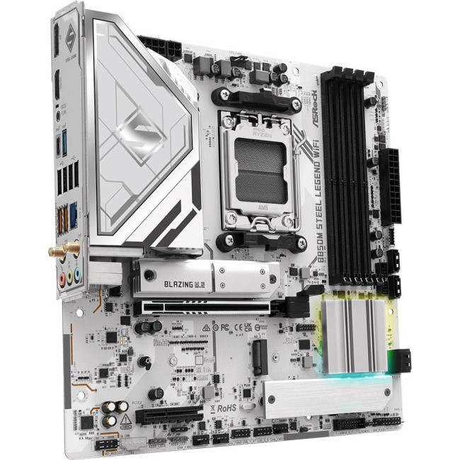 Mатеринська плата sAM5 AMD B850 4xDDR5 HDMI/DP 3xM.2 2.5GbE LAN mATX ASROCK B850M STEEL LEGEND WIFI