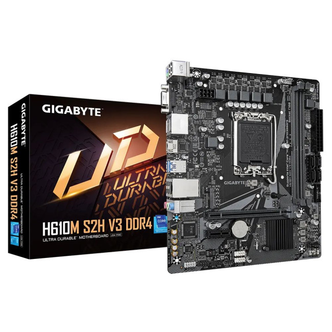 Mатеринська плата s1700 Intel H610 2xDP/HDMI/VGA 2xM.2 GbE LAN mATX GIGABYTE H610M S2H V3 DDR4