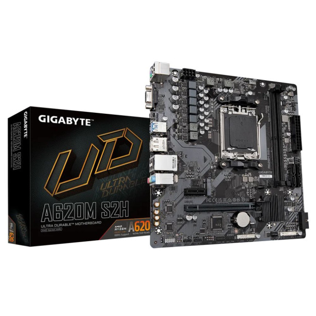 Mатеринська плата sAM5 AMD A620 DP/HDMI/VGA 1xM.2  GbE LAN mATX GIGABYTE A620M S2H