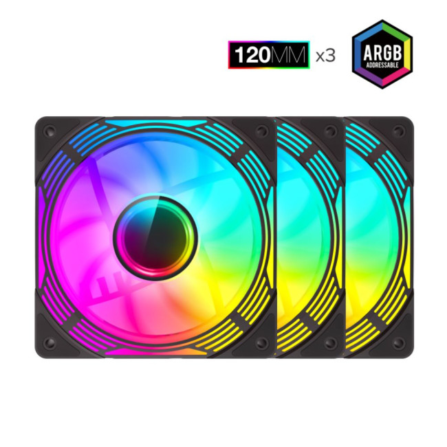 Кулер для корпусу 120mm*3 KIT ARGB fan GAMEMAX KF300 BK