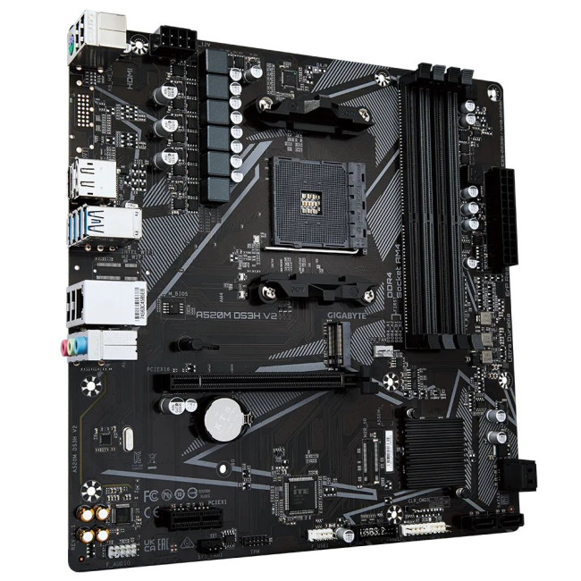 Материнська плата sAM4 AMD A520 DP/HDMI 4xDDR4 1xM.2 GbE Lan mATX GIGABYTE A520M DS3H V2