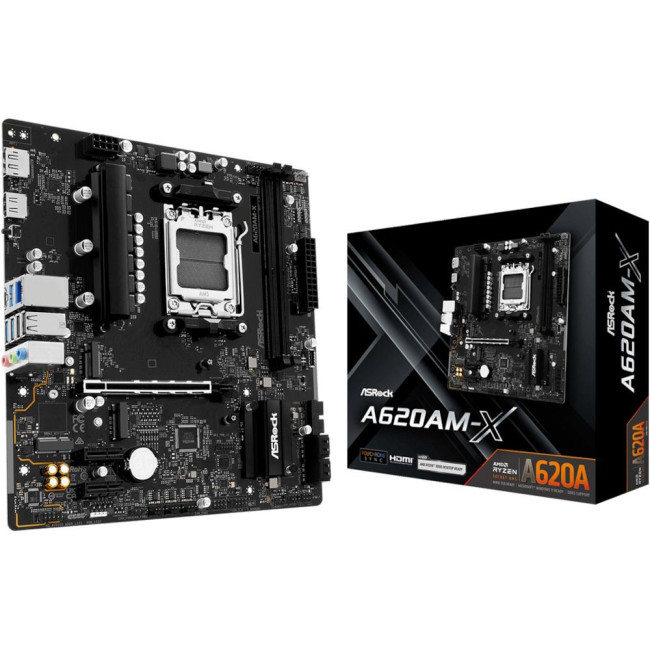 Mатеринська плата sAM5 AMD A620A DP/HDMI 2xM.2 4xDDR5 2.5GbE LAN mATX ASROCK A620AM-X