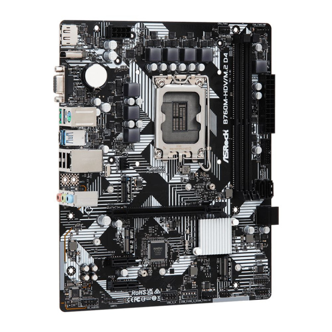 Mатеринська плата s1700 Intel B760 DP/HDMI/VGA 3xM.2 2xDDR4 GbE LAN mATX ASROCK B760M-HDV/M.2 D4