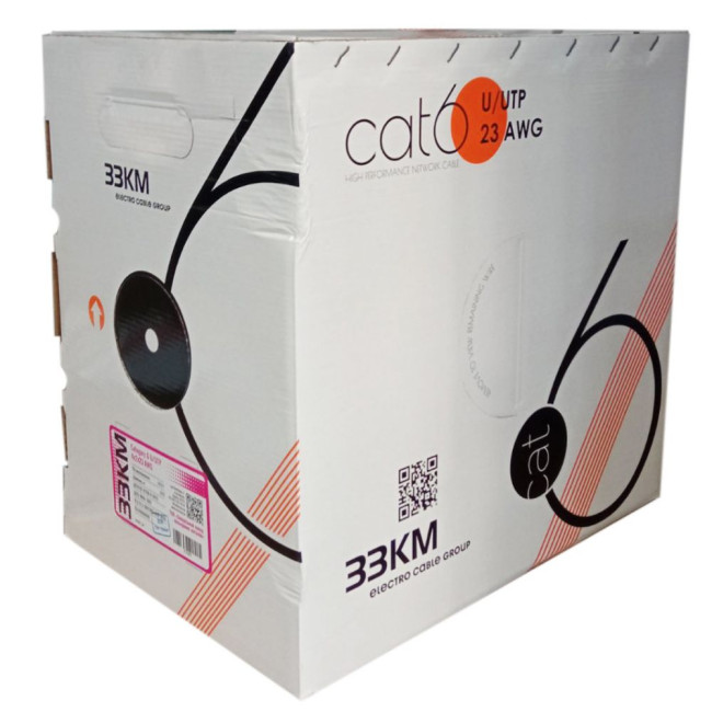 Кабель cat.6 U/UTP, 4х2х23 AWG (305м) сірий ZZKM 7091005