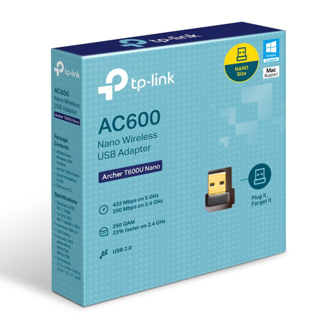 Бездротовий мережевий USB адаптер TP-LinkAC600/USB 2.0 TP-LINK Archer T600U Nano