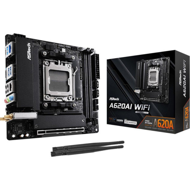 Mатеринська плата sAM5 AMD A620A HDMI 2xM.2 2.5GbE LAN mini-ITX ASROCK A620AI WIFI