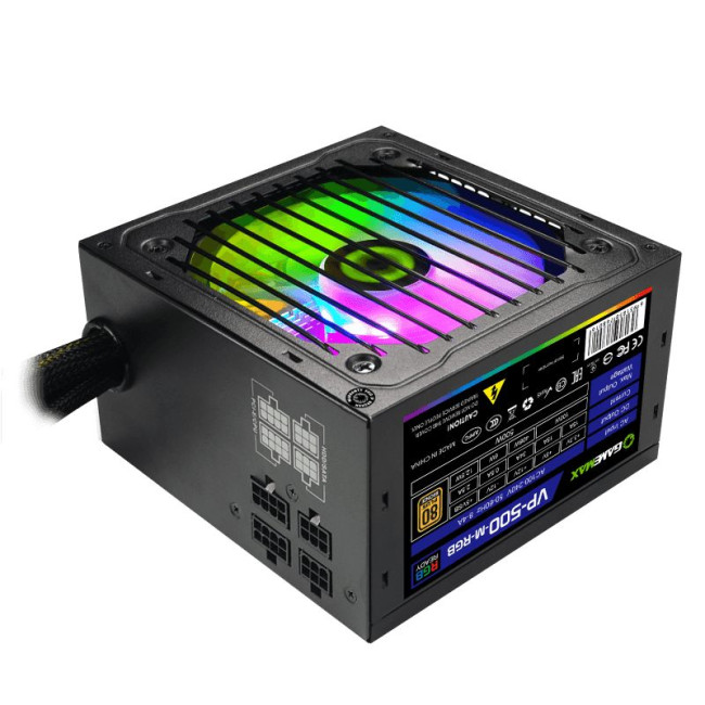 Блок живлення ATX 500W,RGB,МОДУЛЬНЫЙ,APFC, 12смвент, 80+Bronze GAMEMAX VP-500-M-RGB
