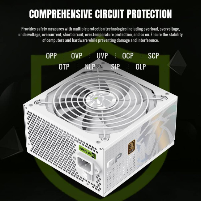 Блок живлення ATX 550W, 80+ Bronze, 140mm Ultra Silent Fan OVP / UVP/ SIP / OCP/ OLP/ OPP/ SCP GAMEMAX GP 550B WH