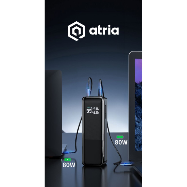 УМБ  160W Blue USB-C laptop/phone Powerbank 30000mAh ATRIA WPD-160SB