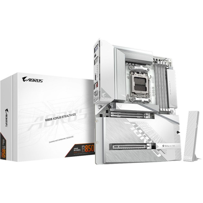 Mатеринська плата sAM5 AMD B850 HDMI 4xM.2 5GbE LAN ATX GIGABYTE B850 AORUS STEALTH ICE