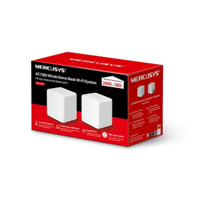 Домашня Mesh Wi-Fi система Mercusys(2шт комплект)AC1300 Whole-Home Mesh Wi-Fi/2x1000Mbps LAN Ports MERCUSYS Halo H30G(2-pack)