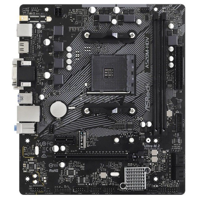 Материнська плата AMD AM4 A520 2DDR4 1PCIex16 VGA/DVI/HDMI ASROCK A520M-HDV