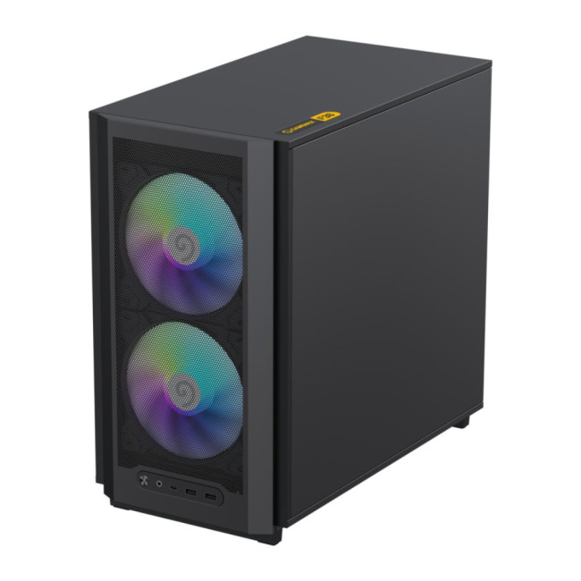 Корпус Micro ATX без блока живлення, чорний, загартоване скло, Mini Tower, M-ATX(200mm), Mini ITX GAMEMAX F36 BK