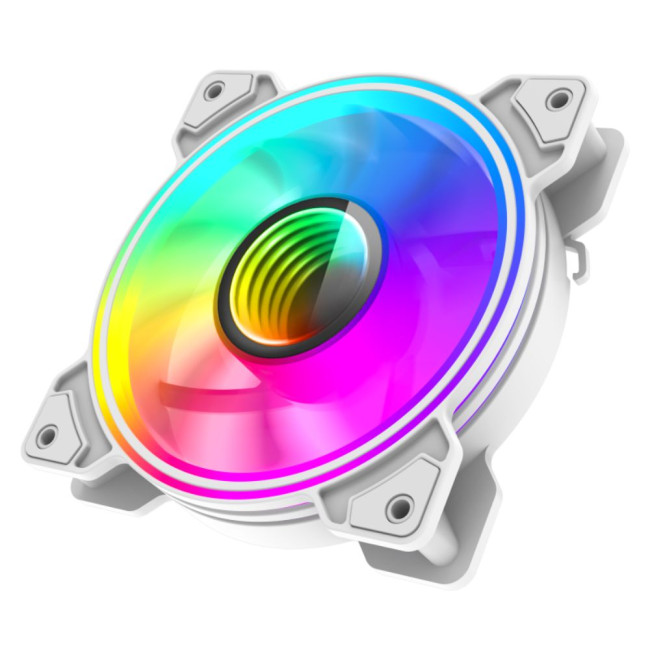 Кулер для корпусу 120 мм, ARGB 3pin 5V(M/F),Molex+3pin, AURA SYNC or ARGB HUB GAMEMAX Dual Ring Infinity WH