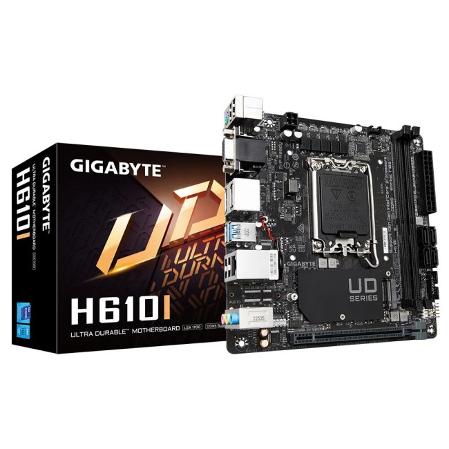 Mатеринська плата s1700 Intel H610 2хDDR5 2xDP/HDMI/VGA 1xM.2 GbE LAN Mini-ITX GIGABYTE H610I