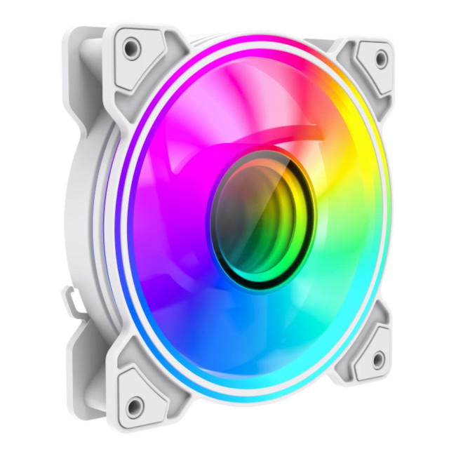 Кулер для корпусу 120 мм, ARGB 3pin 5V(M/F),Molex+3pin, AURA SYNC or ARGB HUB GAMEMAX Dual Ring Infinity WH