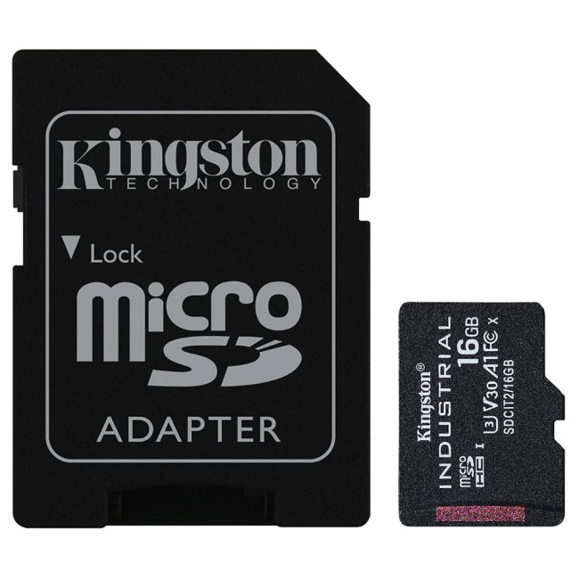 Карта пам'яті 16GB microSDHC/SDXC C10 A1 Industrial  100R/80W UHS-I Speed Class U3, V30, A1 +adapter KINGSTON SDCIT2/16GB