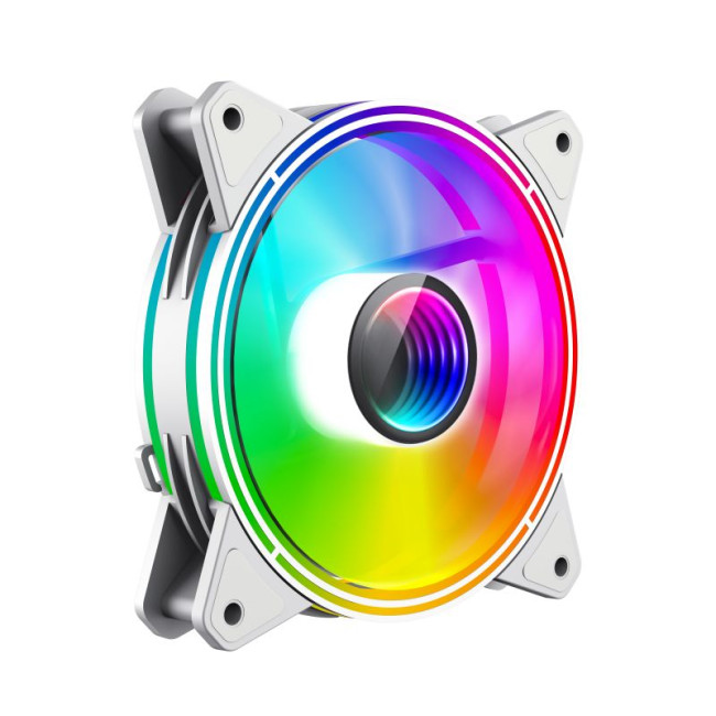 Кулер для корпусу 120 мм, 3pin(M/F)/3+4pin Molex ARGB, білий FN-12Rainbow-Q-Infinity WT GAMEMAX FN-12Rainbow-Q-Infinity WT