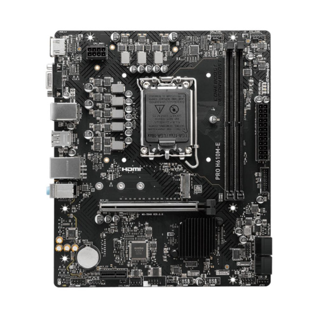 Материнська плата s1700/2DDR5/VGA/HDMI/2PCIe/4SATA/1M.2 MSI PRO H610M-E