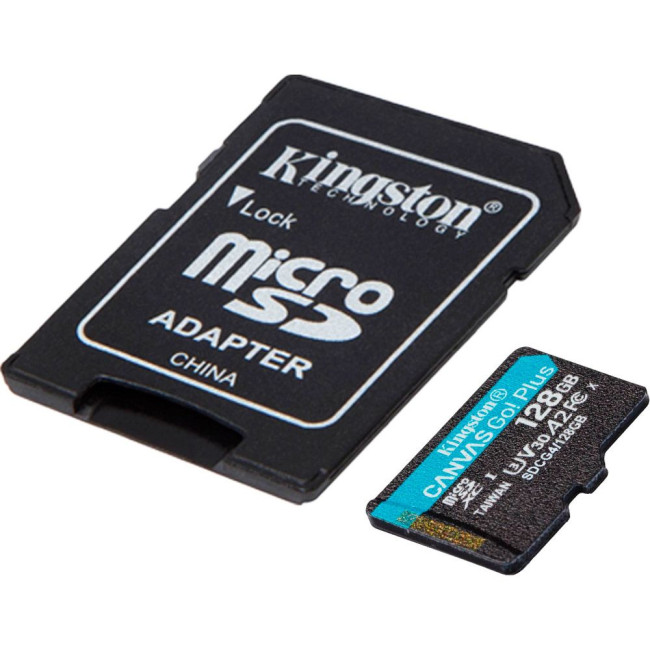 Карта пам'яті 128GB microSDXC Canvas Go Plus Gen4 200MB/s A2 U3 V30 Card + ADP KINGSTON SDCG4/128GB
