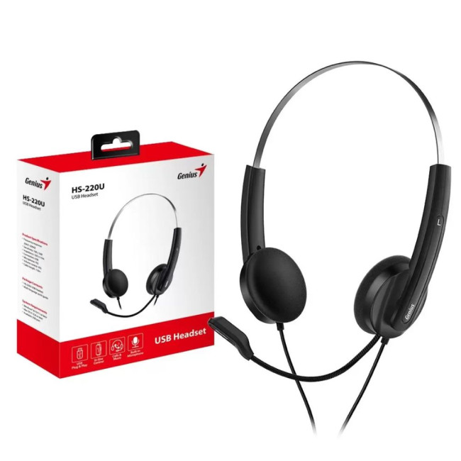 навушники HS-220U Black USB GENIUS HS-220U (31710020400)