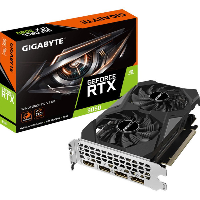Відеокарта nVIDIA RTX 3050 6GB DDR6 Core:1477MHz GIGABYTE GV-N3050WF2OCV2-6GD