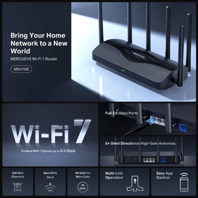 Бездротовий маршрутизатор MERCUSYS, MR47BE MERCUSYS MR47BE