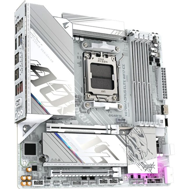 Mатеринська плата sAM5 AMD X870 2xHDMI/2xUSB4 2xM.2 2.5GbE LAN mATX GIGABYTE X870M AORUS ELITE WIFI7 ICE