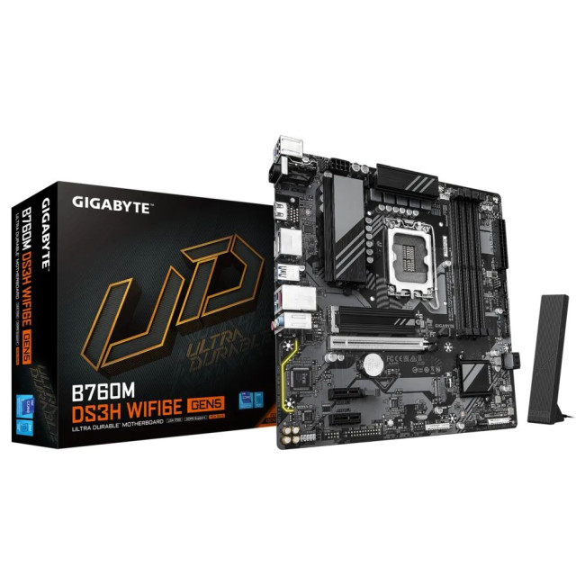 Mатеринська плата s1700 Intel B760 HDMI/2xDP 4xDDR5 2xM.2 2.5GbE LAN mATX GIGABYTE B760M DS3H WIFI6E GEN5